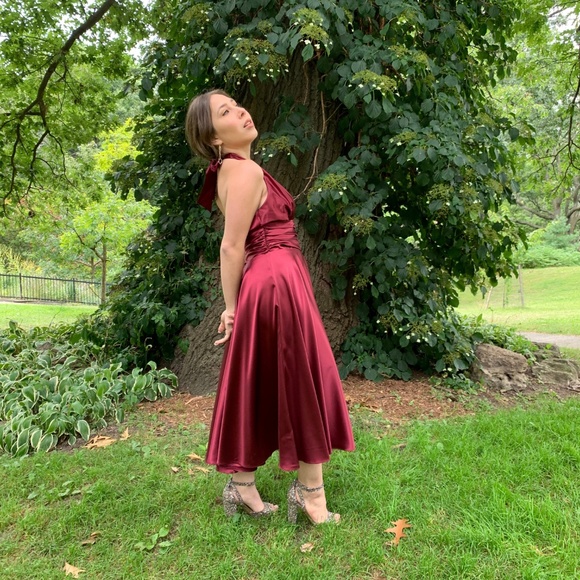 NWT Party Wedding Dress Satin Shiny Bridesmaid - Picture 7 of 8